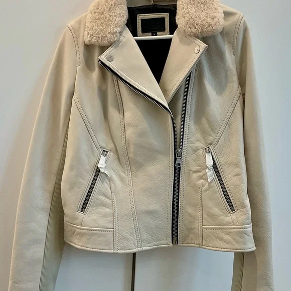 NWT Ugg Women's Cream Shearling Collar Jacket - medium